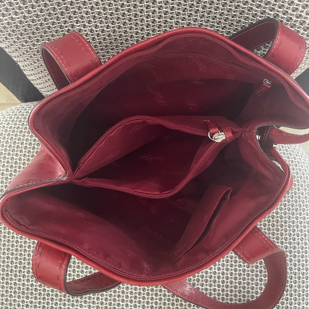 Vintage Fossil Red Leather Shoulder HandBag - Picture 6 of 8